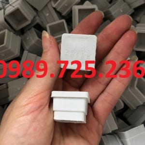 Đầu bịt ống thép hộp vuông 25x25mm, nút bịt cao su bịt nhựa - Màu trắng